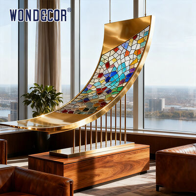 Hotel Guest Room Space Art Large Metal Stainless Steel Stained Glass Sculpture