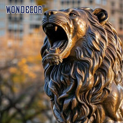 Large outdoor square park lion bronze sculpture