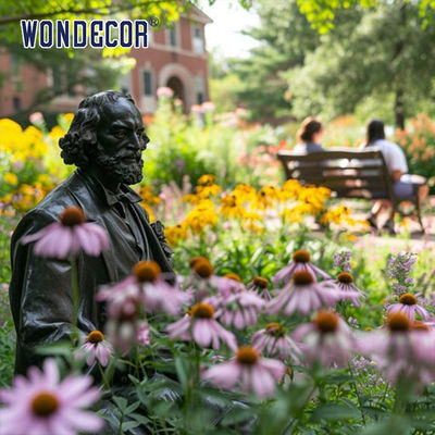 Bronze figure sculpture in the central square of the city garden