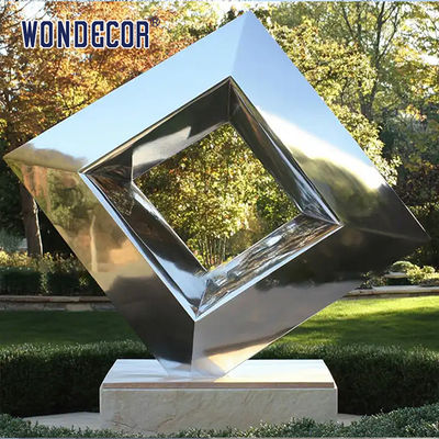 Outdoor Large-Scale Metal Landscape "Mirror Dimension - Geometric Infinity" Stainless Steel Sculpture