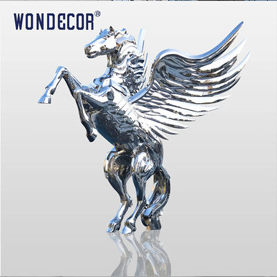 Extra Large Light Luxury Mirror Stainless Steel Pegasus Sculpture, Urban Landmark Landscape Art Statue For Outdoor Commercial Plaza
