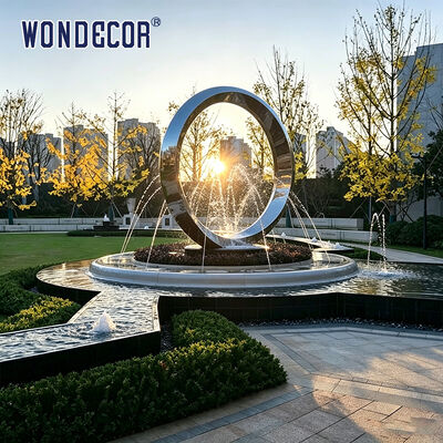 Large outdoor park square pool spray stainless steel sculpture