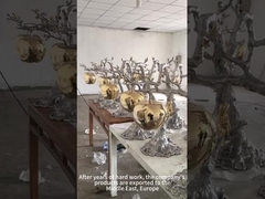 Arte moderna de metal decoração fundição de aço inoxidável árvore anel escultura de aço inoxidável